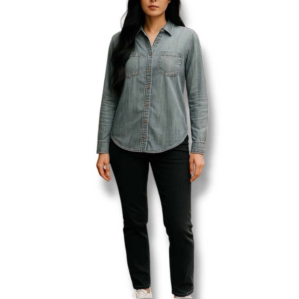 Cloth & Stone Anthropologie Gray Denim Button-Up Shirt – Size Small